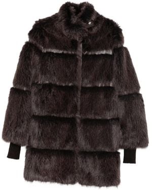 Patrizia Pepe Faux Fur Midi Jacket - Black