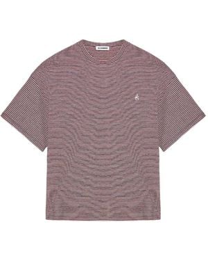 Jil Sander Striped Embroidered-Logo T-Shirt - Purple