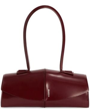Jil Sander Linea Piped Leather Shoulder Bag - Purple