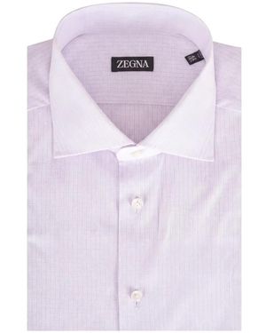 ZEGNA Kariertes Hemd Mit Spreizkragen - Lila