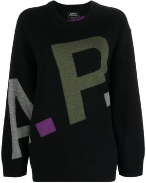 A.P.C. Logo-Print Wool Sweater - Black
