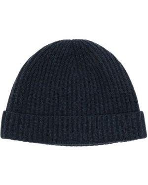 N.Peal Cashmere カシミア リブビーニー - ブルー
