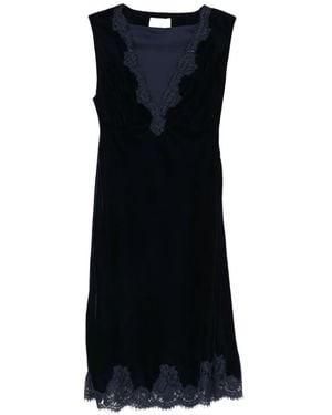 ERMANNO FIRENZE Robe Mi-Longue À Bords En Dentelle - Blue