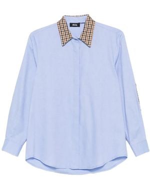 Dixie Checked-Collar Cotton Shirt - Blue