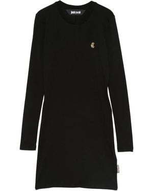 Just Cavalli Logo-plaque Long-sleeve Mini Dress - Black