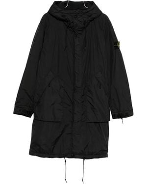 Stone Island Hooded Drawstring Coat - Black