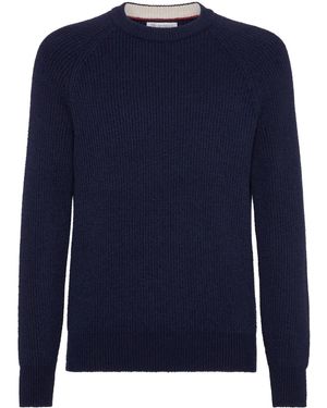 Brunello Cucinelli Maglione A Coste - Blu