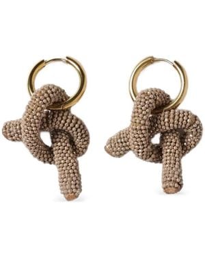 Fabiana Filippi Boucles D'Oreilles Nouées À Perles - Metallic