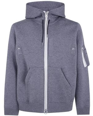 Sacai Zip-Up Panelled Hoodie - Blue