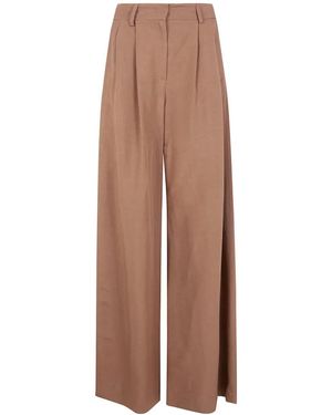 DR. HOPE Pleated Wide-Leg Pants - Natural