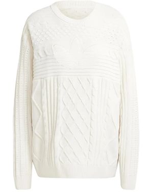 adidas Cable-Knit Sweater - White