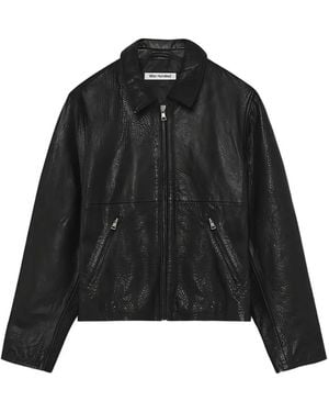 Won Hundred Collared Leather Jacket - Black