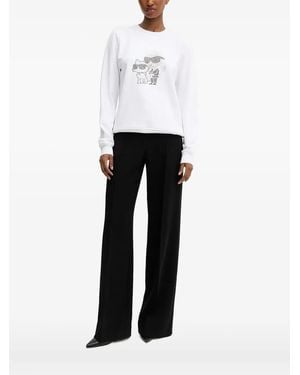 Karl Lagerfeld Rhinestone-Embellished Crew-Neck Sweatshirt - White