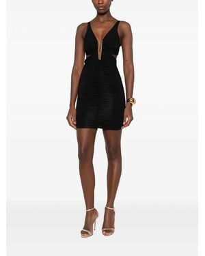 Elisabetta Franchi Ruched Cutout-Detail Mini Dress - Black
