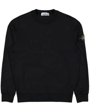 Stone Island Logo-Badge Organic Cotton Sweatshirt - Black