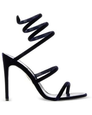 Rene Caovilla Rene Caovilla Midnight Velvet Cleo Mini Sandals With 10.5 Cm Heel - Black