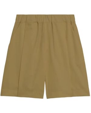 A PAPER KID Elasticated Wool Bermuda Shorts - Green