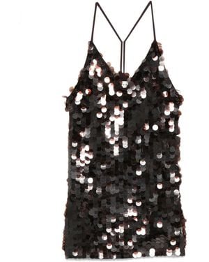 P.A.R.O.S.H. Sequin Spaghetti-Strap Dress - Black