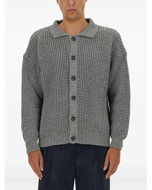 FAMILY FIRST Buttoned Waffle Cardigan - Grey