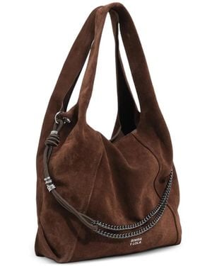 Bimba Y Lola Large Coffee Suede Paper Bag - Brown