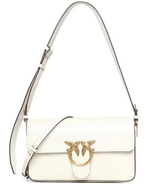 Pinko Sac Porté Épaule Love Bag One Slouchy Médium En Cuir - White