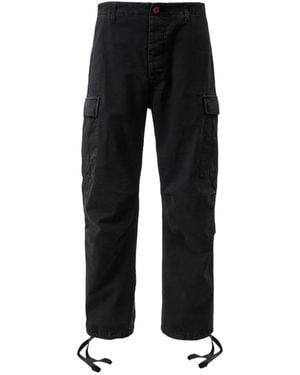 HELLSTAR Canvas Drawstring-Cuff Cargo Trousers - Black