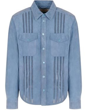 Marni Cut-Out Flap-Pocket Shirt - Blue