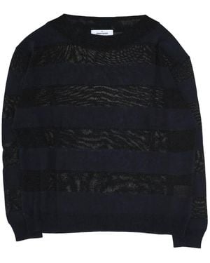 Gran Sasso Gestreifter Pullover Mit Lochmuster - Schwarz
