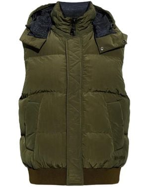 Balmain Insulated Quilted Hooded Vest - Green