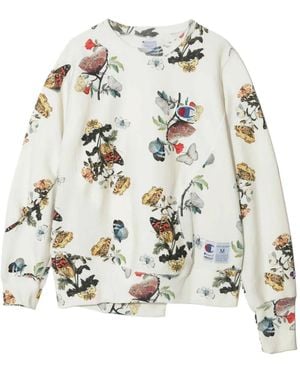 Undercover X Champion Felpa A Fiori - Bianco