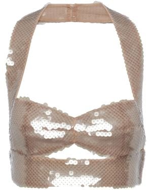 Prada Sequin-Embellished Tulle Top - Brown