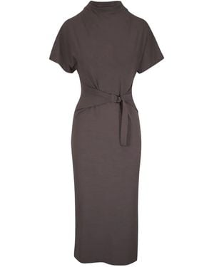 Brunello Cucinelli Kurzärmeliges Midikleid - Braun