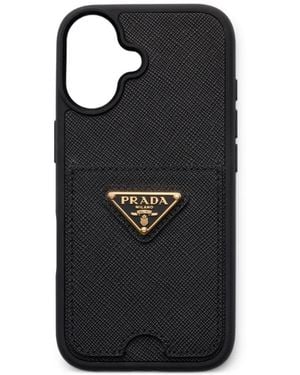 Prada Saffiano Leather Case For Iphone 17 - Black