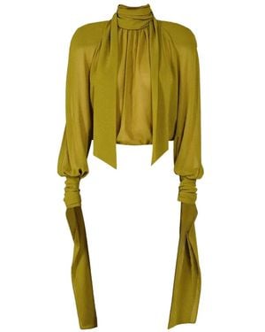 ROWEN ROSE Bow-Neck Draped Blouse - Yellow