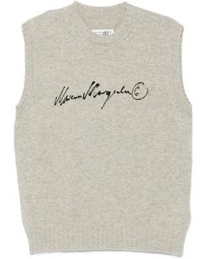 MM6 by Maison Margiela Logo-Print Knitted Jumper - White