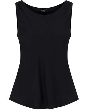 Giorgio Armani Draped Sleeveless Top Blouse - Black