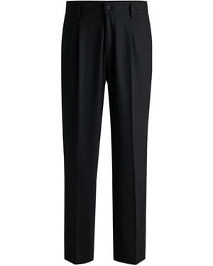 HUGO Pleated Straight-Leg Pants - Black