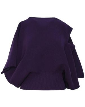 CFCL Blusa Pottery Crease Con Hombros Descubiertos Y Dobladillo De Canalé - Morado