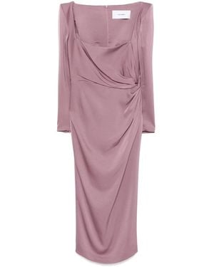 Alex Perry Twist-detail Satin Column Midi Dress - Purple