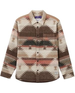 AFTERMATHS Long-Sleeve Ikat-Pattern Shirt - Brown