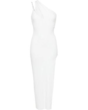 Nissa One-Shoulder Crepe Gown - White