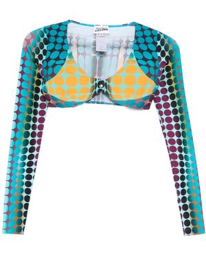 Jean Paul Gaultier Long-Sleeve Polka Dot Top - Blue
