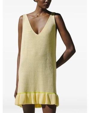 Baobab Muse Ruffled-Hem V-Neck Mini Dress - Yellow