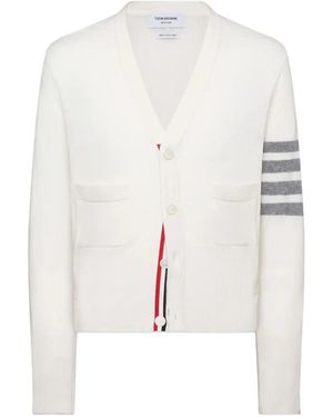 Thom Browne Four-Bar V-Neck Cardigan - White