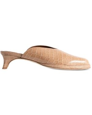 BY FAR Babylady Crocodile-Effect Mules - Pink
