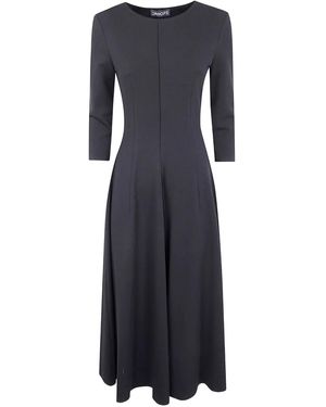DR. HOPE Quarter-Sleeve Pleated Midi Dress - Blue