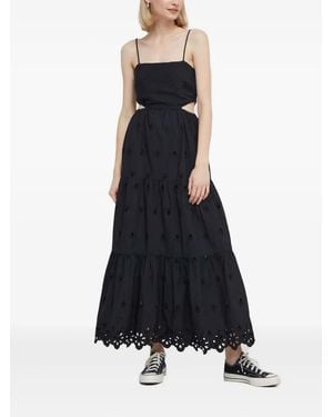 Desigual Eyelet-Embroidered Tiered Maxi Dress - Blue