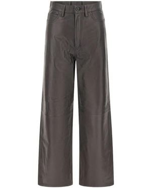 Pence Leather Wide-Leg Trousers - Grey