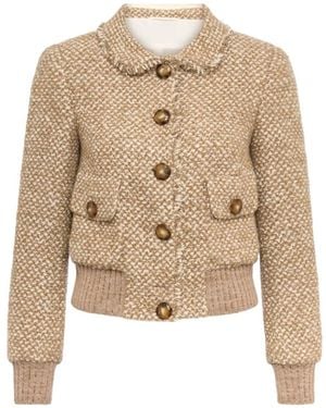 Maison Common Frayed-Trim Cashmere Jacket - Natural