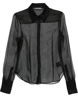 David Koma Camicia Semi Trasparente Con Inserti - Nero